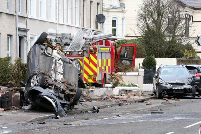 The scene on the Glenarm Road in Larne after Ross Clarke's joyride of destruction in March last year