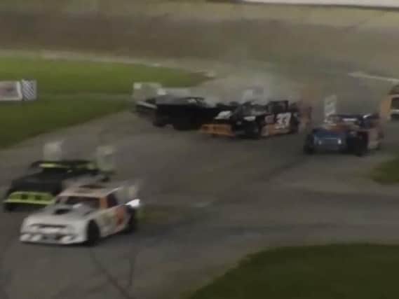 Crashes, fight and arrests at US race track