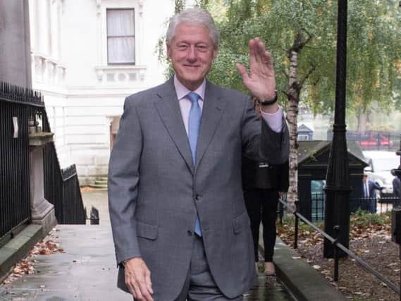 Former US President Bill Clinton arrives in Downing Street, London, ahead of talks with Prime Minister Theresa May to discuss the current political situation in Northern Ireland.