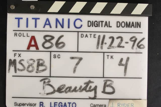 A clapperboard used in the making of James Cameron's Oscar winning film Titanic is among the lots