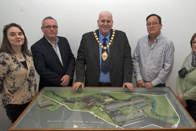 Mayor of Mid & East Antrim Council, Cllr Paul Reid pictured at the Braid Museum along with Greg McKinley and Rodney Stewart (JTI), Jayne Clarke and Elaine Hill (Mid & East Antrim Council).