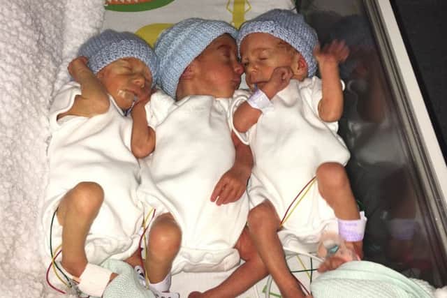 Ballymena triplets Conor, Ciaran and Cillian at 10 days old