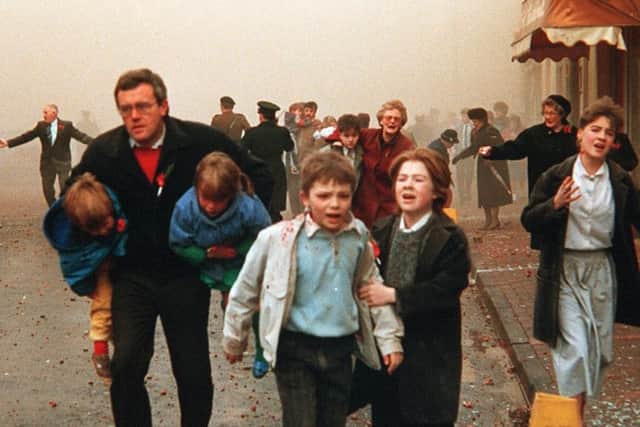 PACEMAKER PRESS INTL. BELFAST. Enniskillen Poppy Day massacre. The IRA blew up building at Remembrance Day service which killed 12 people.
