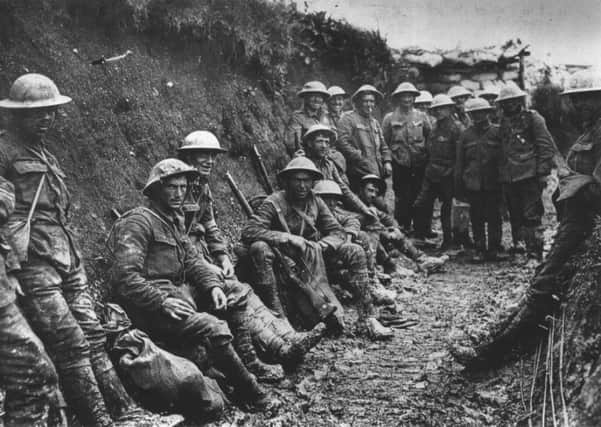 Soldiers of the Royal Irish Rifles at the Somme in 1916.