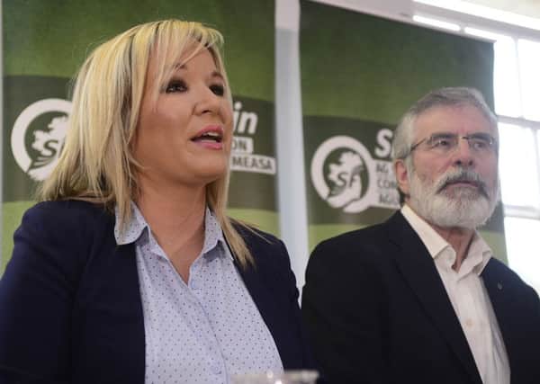 Michelle O'Neill and Gerry Adams were part of a SF delegation which travelled to Downing Street this morning