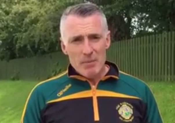 Declan Kearney said Trevor Ringland was attempting to foment division within the GAA . Above, Mr Kearney wears the kit of Creggan Kickhams team.