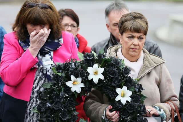 Dympna Kerr (left), sister of Columba McVeigh, and Marie Lynskey, niece of Joe Lynskey, both who's remains are yet to be recovered, during the 11th annual 'Silent Walk for the Disappeared' to remember victims of Northern Ireland's Troubles at Stormont, Belfast awless/PA Wire