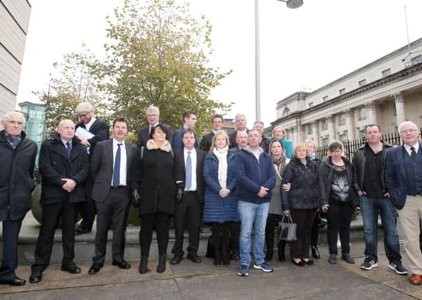 Relatives of Glenanne Gang victims outside court