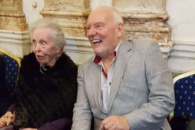 The Gaelic poet MÃ¡ire Mhac an tSaoi, widow of Conor Cruise O'Brien, with Jeff Dudgeon at a celebratory reception at the Department of Foreign Affairs in Iveagh House, Dublin, to commemorate O'Brien's centenary on Friday November 3 2017