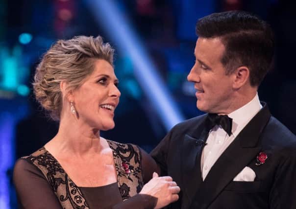 Ruth Langsford and Anton Du Beke during the results show for BBC One's Strictly Come Dancing