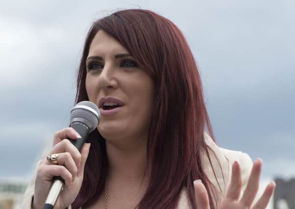 Jayda Fransen made the speech at an anti-terrorism demonstration in Belfast on August 6