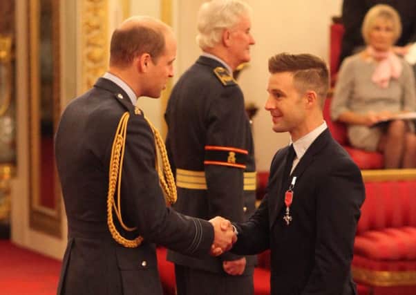 Jonathan Rea is made an MBE (Member of the Order of the British Empire) by the Duke of Cambridge at Buckingham Palace.