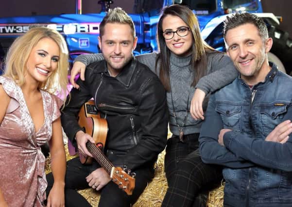 Cliona Hagan, Derek Ryan, Lisa McHugh and Johnny Brady at the launch of the 2018 Farmers' Bas' concert, to take place at the SSE Arena, Belfast, next October. Picture: Cliff Donaldson