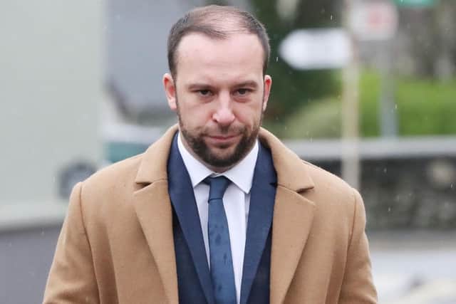 Davitt Walsh, who swam out into the harbour in an effort to save six occupants of an Audi Q7 that plunged off a pier, arrives at the Lake of Shadows Hotel in Buncrana, Co Donegal, where an inquest into the deaths of five of the family members is taking place